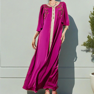 Ropa islámica <span class=keywords><strong>boda</strong></span> Eid Ramadan Abaya para mujer encaje Floral étnico <span class=keywords><strong>marroquí</strong></span> vestido musulmán Dubai atuendo - Product Image 2