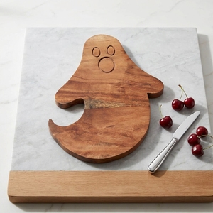 Planche à découper en bois pour Halloween, 14"L x 10"W, motif fantôme, plateau de charcuterie pour fromages - Product Image 4
