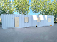 Maison préfabriquée en conteneur maritime modifié de 40 pieds, blanche, personnalisée, avec 1 chambre, pour habitation, bureau, maison