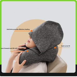 1pcs Outdoor Travel Car <b>Pillow</b> Memory Cotton Hooded U-shaped <b>Pillow</b> Removable Washable <b>Neck</b> <b>Pillow</b> - Product Image 2