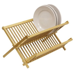 Bamboo Dish Rack <b>Collapsible</b> Double Tier Draining Rack For Kitchen Countertop <b>Storage</b> - Product Image 3