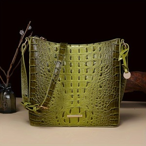 Sac à main vintage pour femme en PU motif crocodile Brahman multicolore avec fermeture éclair, style bandoulière - Product Image 5