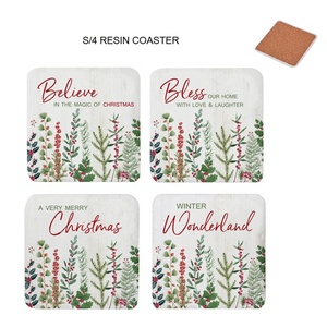 Sous-verres en résine imperméables à motif bonbons de forme ronde, décoration festive pour la maison, lot de 4 avec impression UV, logo personnalisé, compatibles avec les théières - Product Image 2