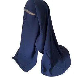 高品質ファッション無地イスラムニカブフェイスカバーベールイスラム教徒女性フード付きフルロングヒジャーブアラブブルカ
