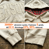 Sweat à capuche personnalisé épais avec broderie appliquée de lettres, style vintage américain, doublure à carreaux, coupe oversize, streetwear pour homme