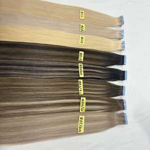 Extensions de cheveux humains russes 100 % naturels non traités, prêts à être expédiés, en vrac, lisses et ondulés, à bandes adhésives, pour salon - Product Image 6