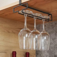Organizador Colgante para Copas de Vino Tinto, Soporte Metálico para Debajo del Gabinete, Sin Perforaciones, para Colgar Copas de Vino
