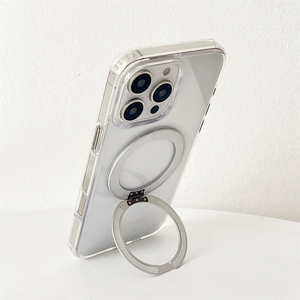 Trong suốt Acrylic điện thoại bảo vệ trường hợp iPhone 15 Pro Max 16 14 13 -360 độ xoay kim loại đứng chống sốc bảo vệ - Product Image 2