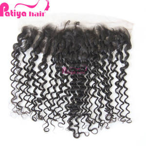 Postizo de Cabello Humano Brasileño Rizado con Frente de Encaje Transparente Suizo, de Oreja a Oreja, con Cierre Frontal de Encaje HD 13x4 - Product Image 2