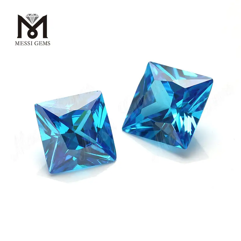 Aqua Marine หลวมหิน CZ สแควร์ Cubic Zirconia ราคาผู้ผลิต