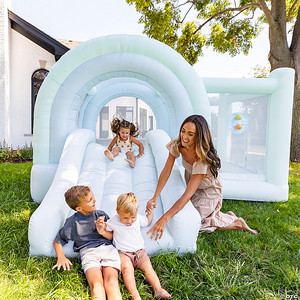 Happy Castle Multi-function Pastel <strong>rainbow</strong> Bounce House Ball Pit 10.8X10.5ft Oxford Material <strong>Inflatable</strong> Easy Setup for Outdoor - Product Image 4