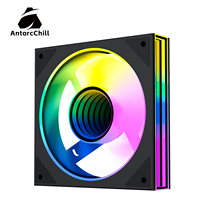 Ventilador AntarcChill de 120 mm, Negro, RGB, con Rodamiento Fluido, Almohadilla de Goma para Absorción de Impactos, Bajo Ruido, para Radiador de PC, Caja de Ordenador, CPU