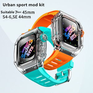 Correas de Reloj Deportivas de Fluororubber de 44 mm y 45 mm con Caja Transparente para Apple Iwatch Band 7 6, Venta de Fábrica BEEFLYPOWER - Product Image 1