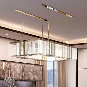 Lámpara colgante con marco de metal para comedor Rectangular de lujo moderno K9, candelabros de cristal Led, accesorios de iluminación - Product Image 6