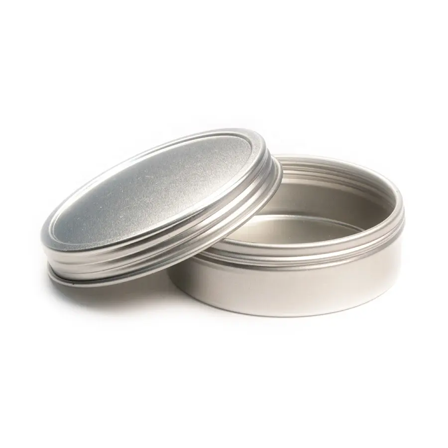 aluminum steel metal screw top tins tin can for hair soy wax product Candle Tin Can Round Aluminium Metal Packaging