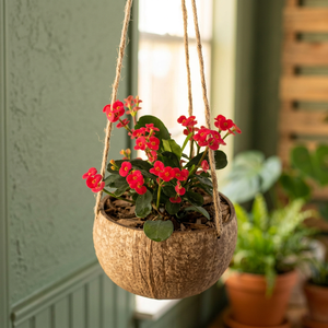 Pot de fleur en coquille de noix de coco/Pot en coquille de noix de coco écologique avec suspendu pour la plantation, le jardin, la fleur fabriquée au Vietnam Eco2go - Product Image 1