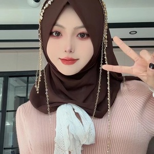 Hijab Muçulmano com Decoração Metálica para Mulheres, Estilo da Arábia Saudita e Dubai, Lenço Islâmico para Uso Diário, Lenço Turco - Product Image 4