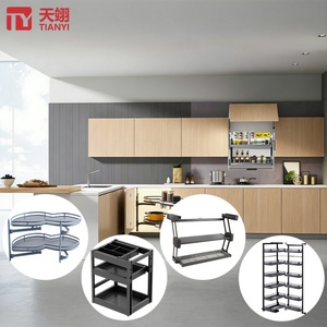 TIANYI Modern <b>Kitchen</b> Cabinet Accessories Double Layer Aluminium Electric Lift Pull-Down Organizer Large Capacity <b>Drawer</b> Basket - Product Image 1