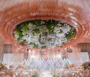 Rideau décoratif de fête de <span class=keywords><strong>mariage</strong></span> en forme de S suspendu décoration de plafond draperie avec accessoires de bandes de LED - Product Image 2