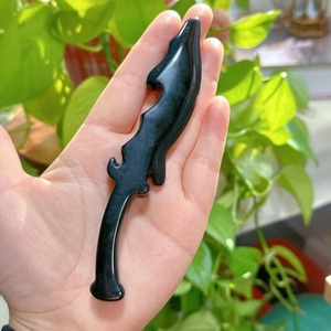 Ornement sculpté en obsidienne noire de style bohème naturel Crystalhola, de haute qualité, tendance, pour la décoration intérieure, cadeaux sûrs, vente en gros - Product Image 2