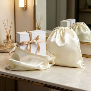 Custom Satin Drawstring Pouch Silk Fabric Velvet Feel Gift Jewelry Storage Dust <b>Cover</b> for Box Packaging Bag - Product Image 4