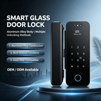 E186 OEM ODM Serrure de porte en verre intelligente WiFi 3D Face Tuya |   Empreinte digitale, mot de passe, carte IC, déverrouillage à distance par application, alliage d'aluminium