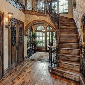 เสาบันไดแบบเกลียวทำจากไม้สำหรับโรงแรมวิลล่าอพาร์ทเมนท์ดีไซน์ยุโรปในร่ม - Product Image 6