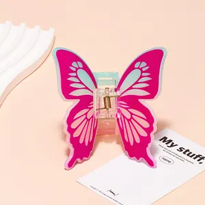 Glitter Butterfly Hair Clips Colorful Pink Red Acetate Animals Shark Claw Clip for Girls Teens Women Hair Accessories