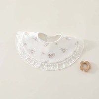 3 Pack Baby Bibs | Watercolor Print Drool Bibs with Lace Ruffle | Deer Botanical Floral | Snap Closure Newborn
