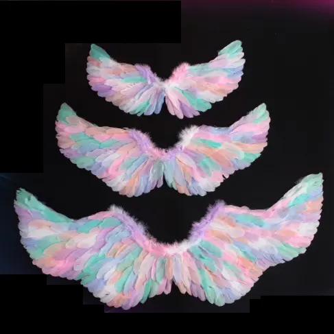 Halloween Colorful Feather Cosplay Party Black White Pink Red Rainbow Angel Wings For Adults Fairy Wings Dressing Props