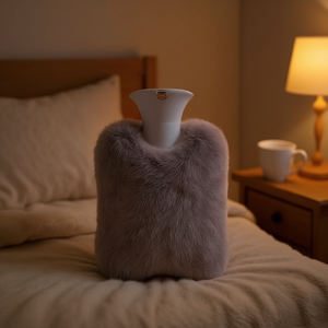 Hot Water Bottle 2L Faux Fur Cover Soft Warmth For Bedding Winter Use - Product Image 2