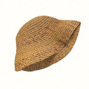 Chapeau de paille au crochet en gros, chapeau de soleil ajouré d'été, chapeaux bob en paille tricotée respirants à large bord pour femmes - Product Image 5