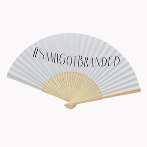 พัดกระดาษพิมพ์ลายคุณภาพสูงแบบกำหนดเอง พร้อมโครงไม้ไผ่ - Product Image 1