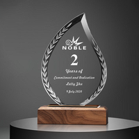 Trophées personnalisés en cristal de noyer et prix commémoratifs en bois pour la reconnaissance des employés Prix annuels Honneurs d'excellence