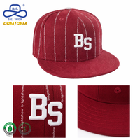 Casquette de baseball de luxe ethnique bicolore à rayures fines, 5 panneaux, broderie 3D, logo personnalisable, 100 % coton, pour activités de plein air et usage décontracté