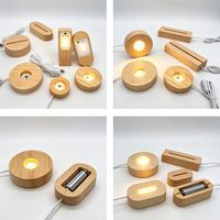 Lampe de nuit LED multicolore en cristal rond avec base en bois et diffuseur d'arômes, ornement cadeau pour la chambre