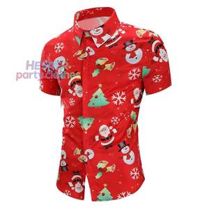 เสื้อเชิ้ตแขนสั้นผู้ชายลายคริสต์มาส HP 2024 รุ่น New Year Button Down Santa Vacation รหัสสินค้า CSFM-001 - Product Image 1