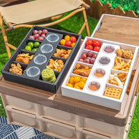 Boîte de traiteur en carton kraft brun avec couvercle à compartiments pour pique-nique et camping, finition brillante/matte, gaufrage, épaisseur 1 mm, emballage pour tacos