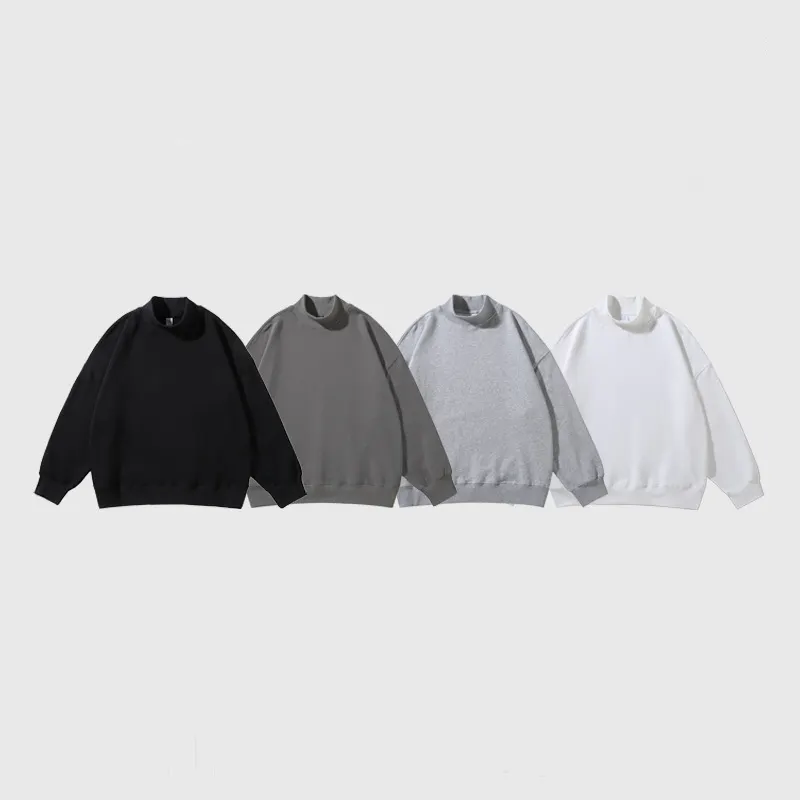 H5277 Manufacturers Custom Unisex 380g French Terry Drop Shoulder High Neck Sweater Oversized Sweatshirts