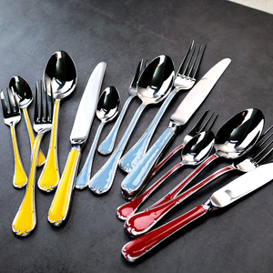 Juego de Cubiertos SHINY-JH de Acero Inoxidable Esmaltado 304, Cuchillo, Tenedor y Cuchara, Juego de Cinco Piezas Estilo Occidental para Hotel, Juego para Bistec - Product Image 4