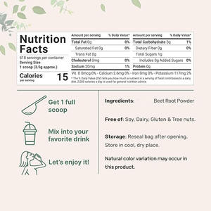 Suppléments nutritionnels personnalisés en poudre pour jus smoothies performance absorber facilement le supplément de poudre de racine de betterave - Product Image 5