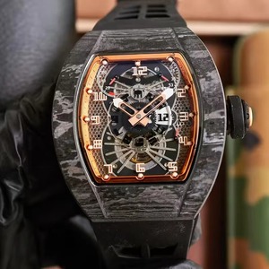 Montre-bracelet mécanique de luxe Signature en or rose et carbone noir TPT pour homme, luminescente, squelette, étanche, tendance - Product Image 1