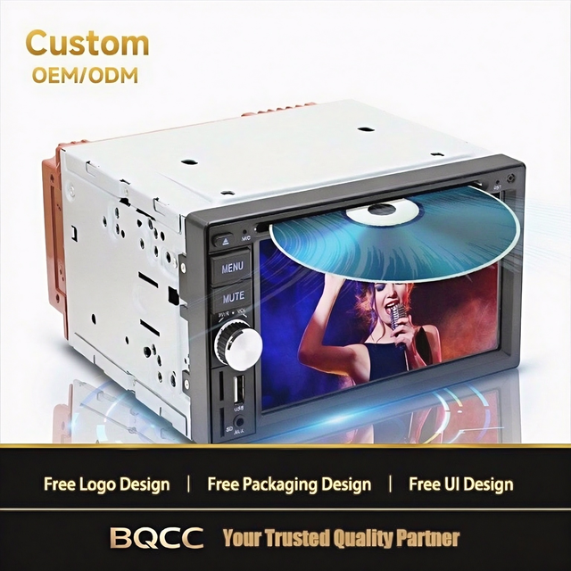 BQCC 1Din 6.2" Car DVD Player Vehicle Radio Wired Android Carplay Mirrorlink RDS FM AM BT TF USB Fast Charging Screen Display