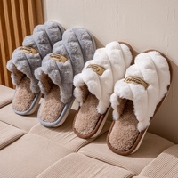 Chaussons pour femmes et hommes, nouveaux, pour l'automne et l'hiver, usage intérieur, antidérapants, en peluche, chauds, à semelle épaisse