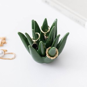 Artesanías ecológicas nórdicas, anillo de Cactus de Aloe de cerámica, pendientes de joyería, adornos de escritorio de estudio <span class=keywords><strong>para</strong></span> el hogar esmaltados - Product Image 2