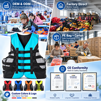 Veste de sauvetage commerciale réglable en Oxford 600D avec mousse NBR, 120-150N, pour rafting en eaux vives, avec bandes réfléchissantes, vente en gros