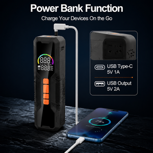 12V Portable Tire Inflator Air Compressor <b>Pump</b> 150PSI with LED Flashlight Digital Gauge Power Bank SOS Emergency Car <b>Pump</b> OEM - Product Image 4