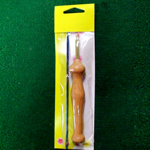 AA0269 Wood Handle Punch <b>Needle</b> with <b>threader</b>|Wooden Punch <b>Needle</b> Craft Tool With Metal Tip For Handmade Crochet Projects - Product Image 1