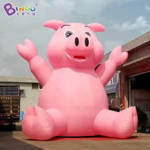 Porco inflável gigante de decoração, modelo de porco rosa personalizado de desenho animado