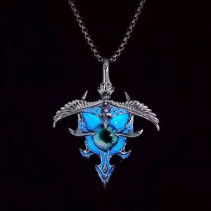 Collier pendentif œil mystique gothique hypoallergénique avec pointe <span class=keywords><strong>de</strong></span> flèche ailée bleue et chaîne en argent massif - Product Image 3
